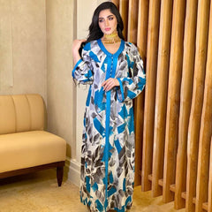 Abaya Dubai Turkey Muslim Long Sleeve Dress Loose Caftan Islamic Clothing For Women African Print Boho Dresses Vestidos Mujer