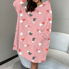 بيجامة عيد الميلاد للسيدات اللطيفة ملابس نوم مطبوعة بجيب كبير ثوب نوم قطيفة كسول ملابس منزلية بيجاما بقلنسوة 2022