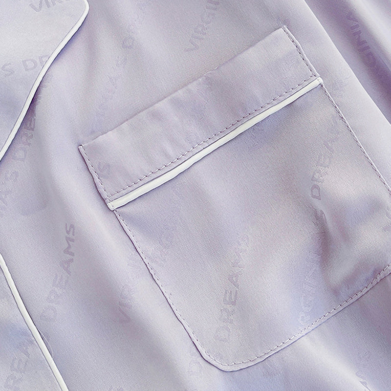 Lace Slip Letter Dark Flower Pajamas Ladies Long Sleeve Trousers Set   Homewear