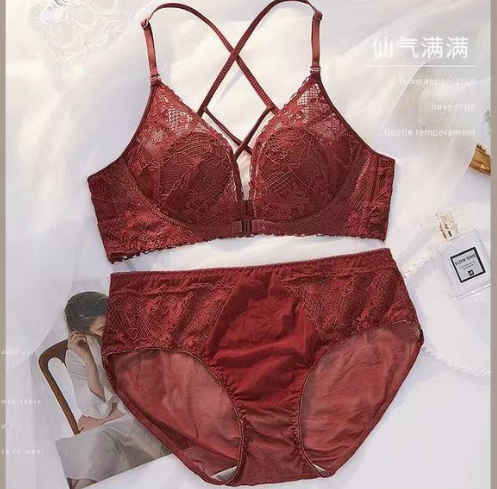 Front buckle underwear women's  rabbit ears big breasts show small summer small breasts gather breasts sexy  desire suit