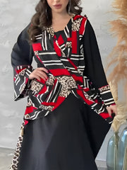 Elegant Leopard Geometric Print Dress