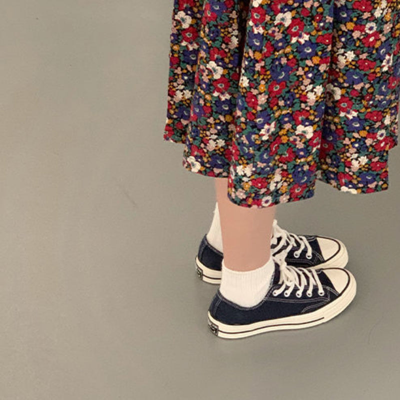 Long-sleeved retro printed dress women's full-court sweet Peter Pan collar elegant women's  students full-court aesthetic autumn