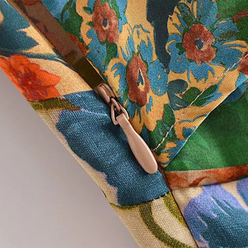 فساتين نسائية بوهو ستايل قصيرة مطبوعة بالزهور أنيقة على شكل حرف V وأكمام طويلة وربطة عنق على شكل فيونكة فساتين نسائية أنيقة للحفلات 