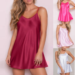 2021 Lingerie Sleepwear Dress for Women Silk Nightgowns Satin Sleeveless Nightdress Backless Nightshirt Pijama Mujer