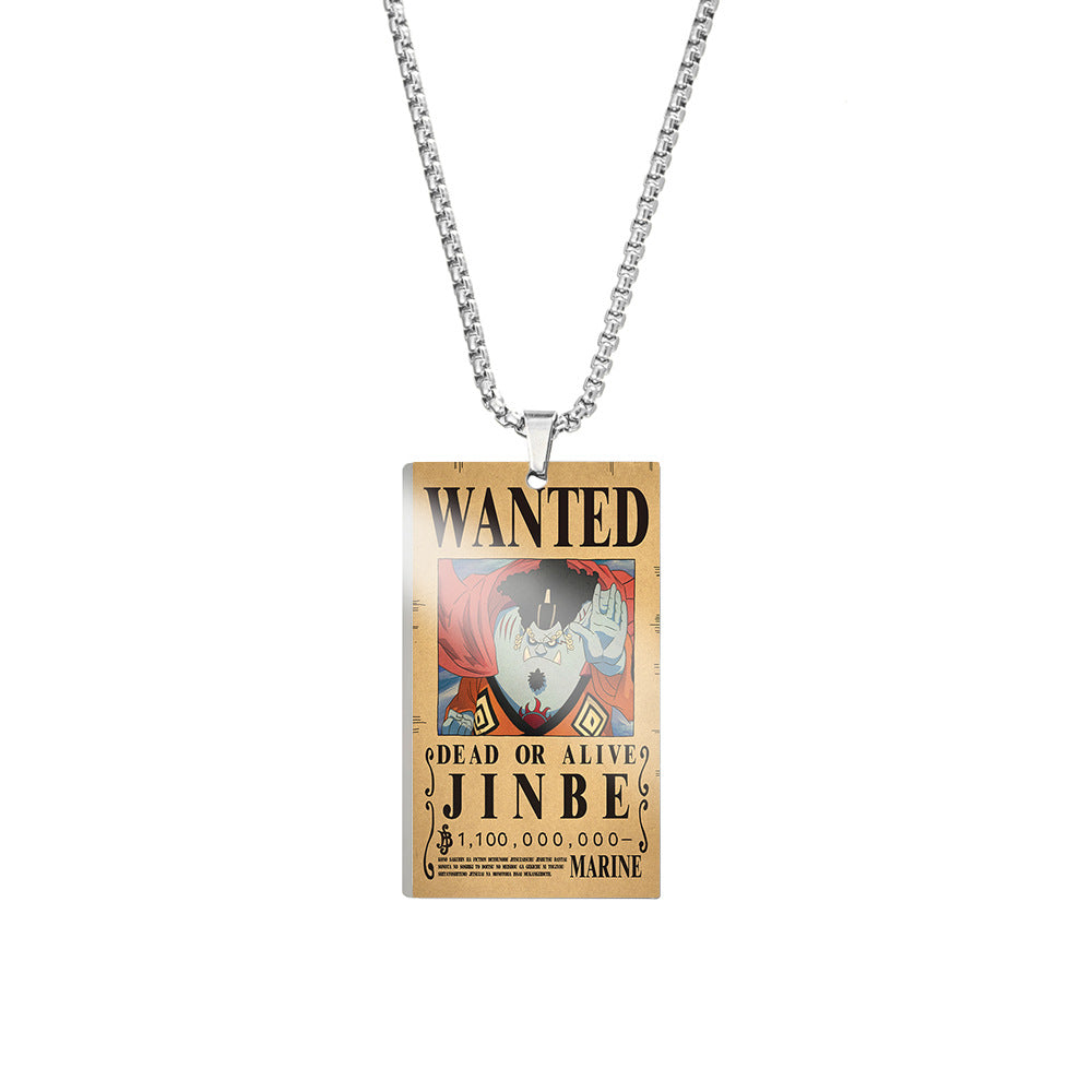 New poster Pirate King wanted titanium steel military  necklace 3 billion Pirate King stainless steel pendant dog