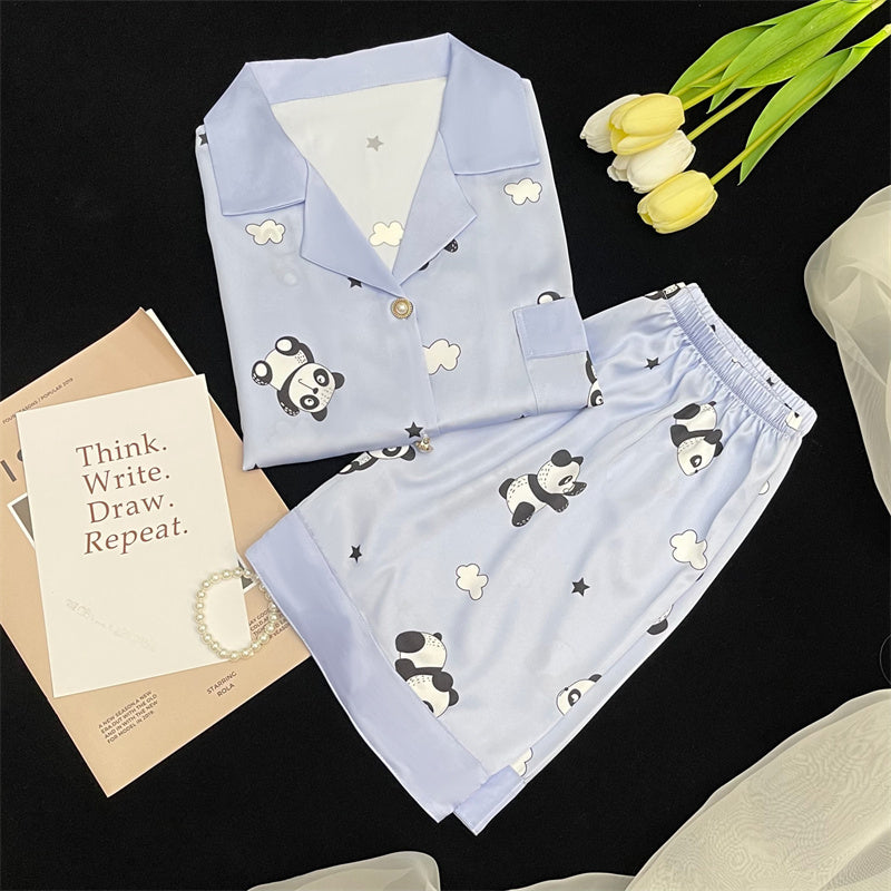 Sweet  national treasure  short-sleeved shorts  -grade ice and snow silk home clothes set