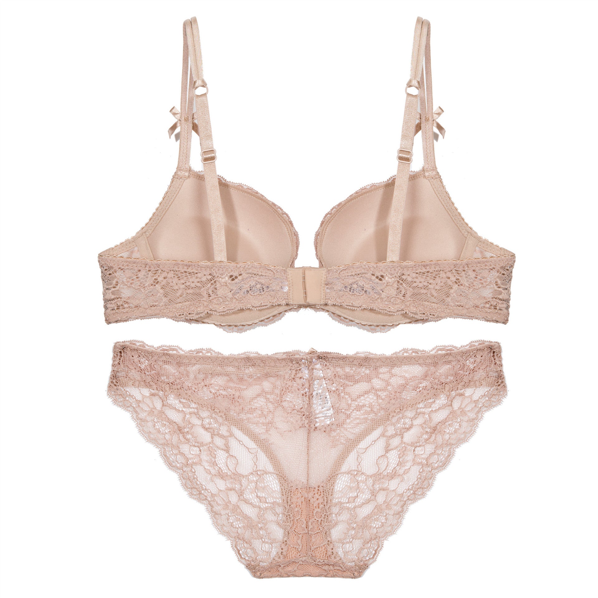 New style deep V gathered lace bra 【Set】