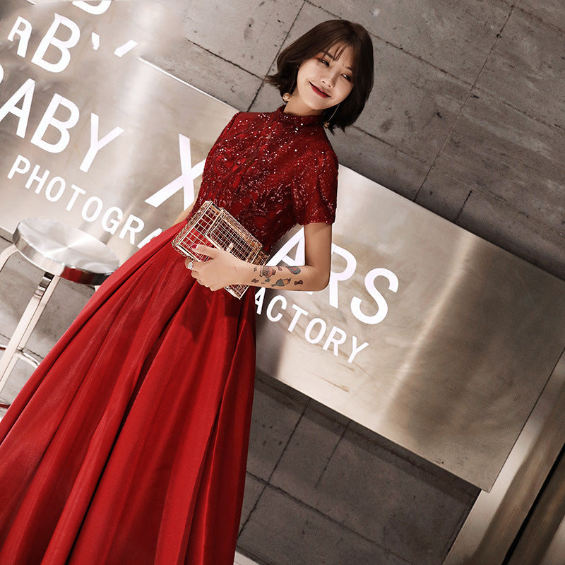 Hot sale new wedding toast bride 2022 new summer slim dress dress women's long banquet red back door evening dress