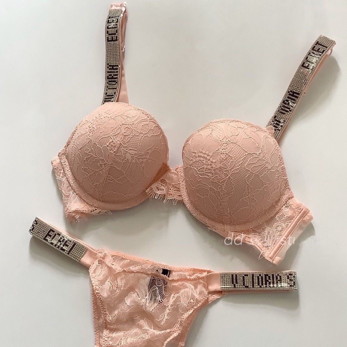 Gathering Girls Underwear Adjustable Lace Hot Diamond Bra Underwear Set