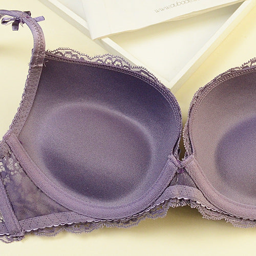 New style deep V gathered lace bra 【Set】