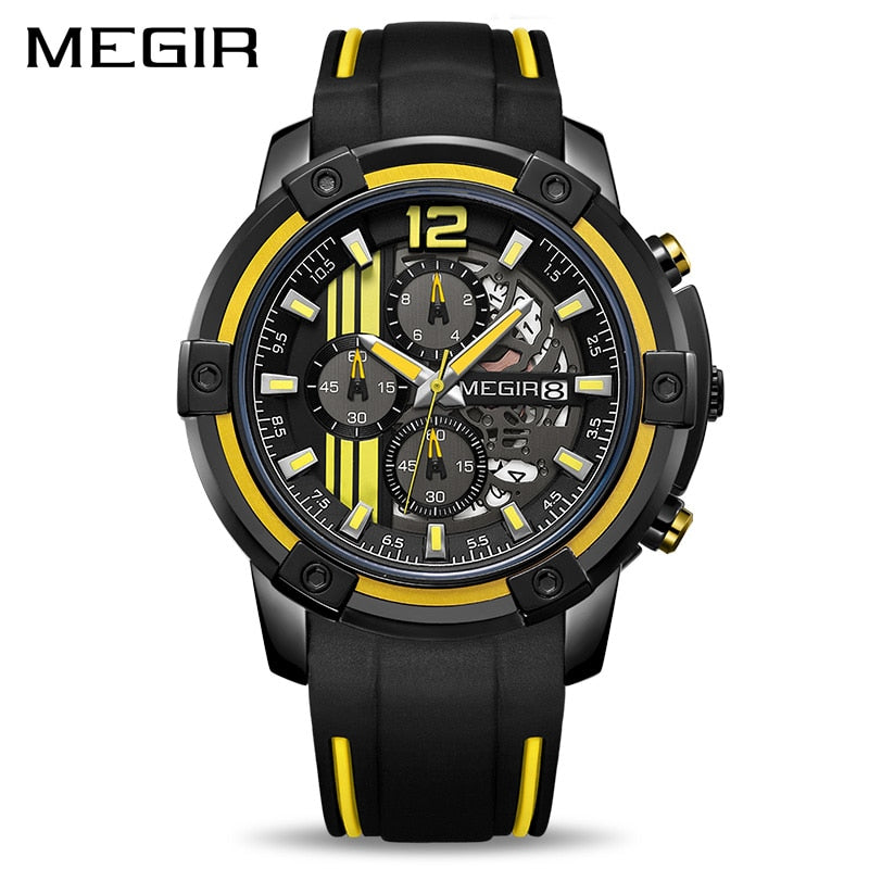 Wristwatch Big   Men Watches with Chronograph Silicone Military Sport Watch Men Relogio Masculino Fashion Wristwatches Gift Box Pack Well