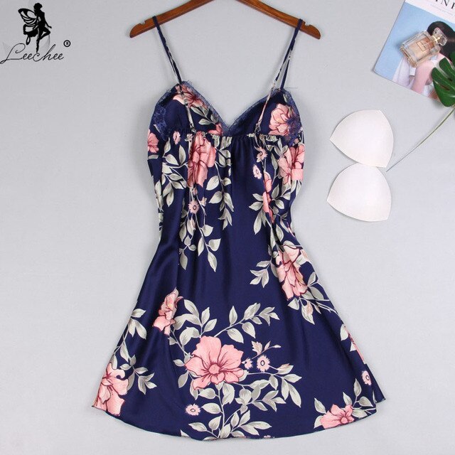 Leechee Women Sleepwear Nighty Nightdress Sexy Lingerie Nightgown Lady Off Shoulder Nightwear Female Night Home Cloth Dress