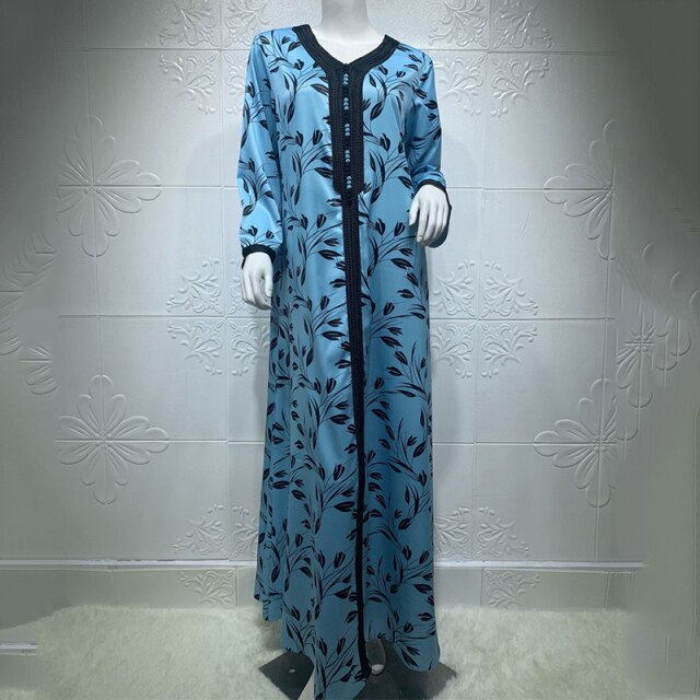 Muslim Fashion Women Elegant Abaya Dubai Turkey Muslim Hijab Dress 2021 Caftan Plus Size Boho Long Dresses Islamic Clothing