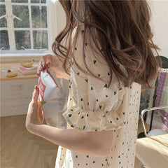 2023 فستان سهرة نسائي مريح فستان منزلي يومي بأكمام قصيرة مطبوع فستان سهرة نسائي حلو كوري Kawaii بيجامات 4*21 