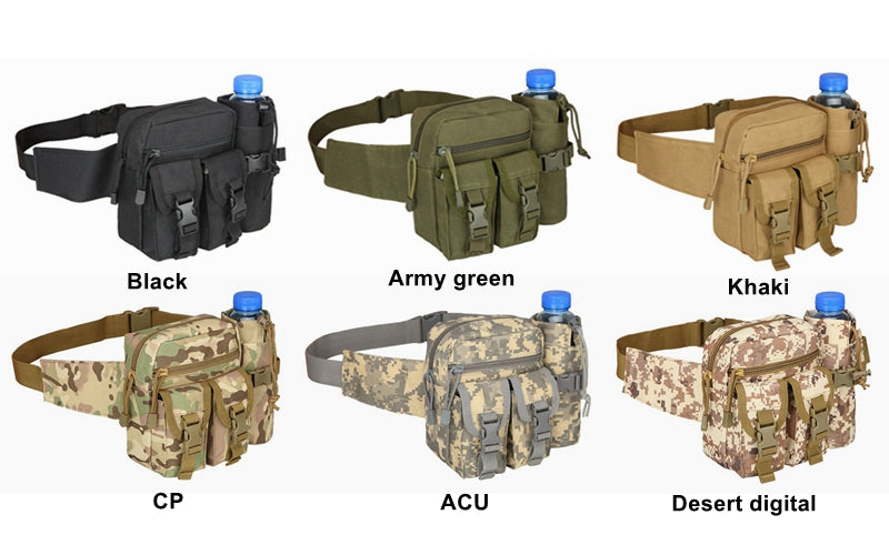 Tactical Men's Waist Bag Nylon Hiking Mountaineering Water Bottle Mobile Phone Bag Outdoor Sports Military Hunting Mountaineering Camping Waist Bag
