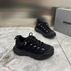 Leather daddy shoes women's 2023 autumn new thick-soled mesh breathable hiking outdoor  sports climbing shoes