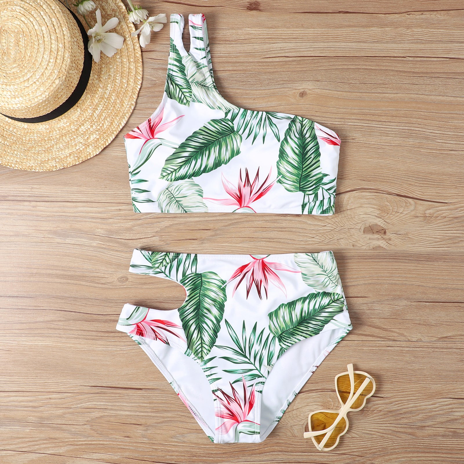 Outer single swimsuit sexy high waist multi-color printing European and American bikini ladies split swimsuit bikini