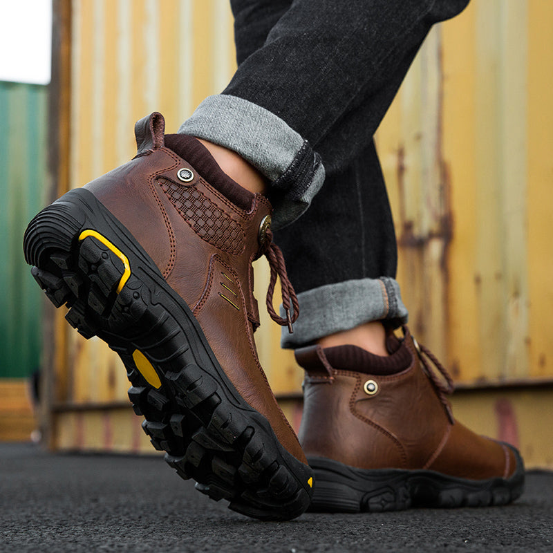 Waterproof motorcycle riding shoes extra size genuine leather riding boots men's racing motorcycle shoes anti collision outdoor hiking boots