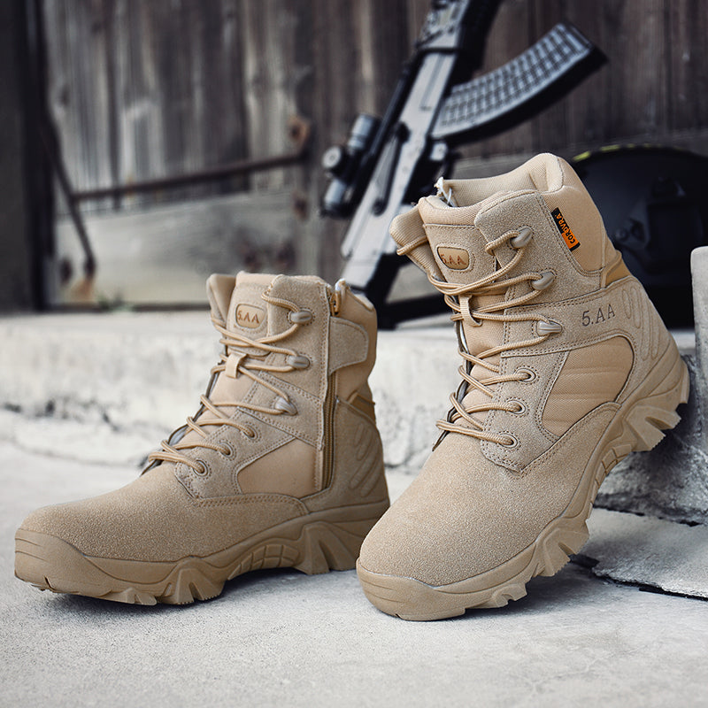 Outdoor hiking, motorcycle, men's shoes, locomotive, assault shoes, military boots, special forces, field long, combat boots, desert