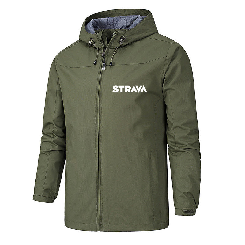 STRAVA Spring Autumn Windbreaker Cycling Jacket Men Breathable Hooded Blazer Hiking Waterproof Wear Scratch Resistant Riding Jacket Coats