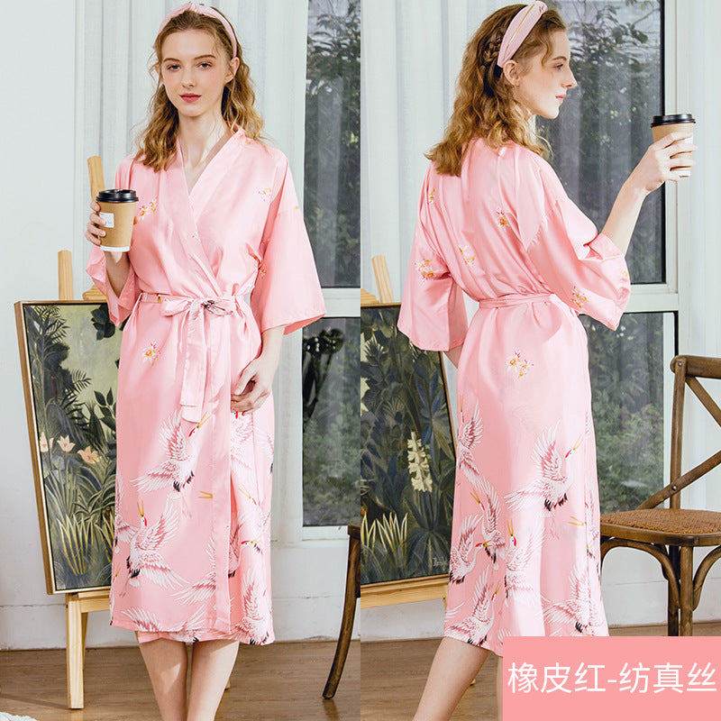 Bridesmaids Red Dressing Robes Long Ladies Fashion Homewear Nightgown