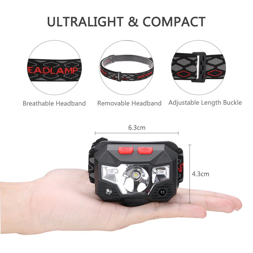 Outdoor LED mini sensor headlights illuminators USB rechargeable strong headlights waved sensor lights night fishing lights
