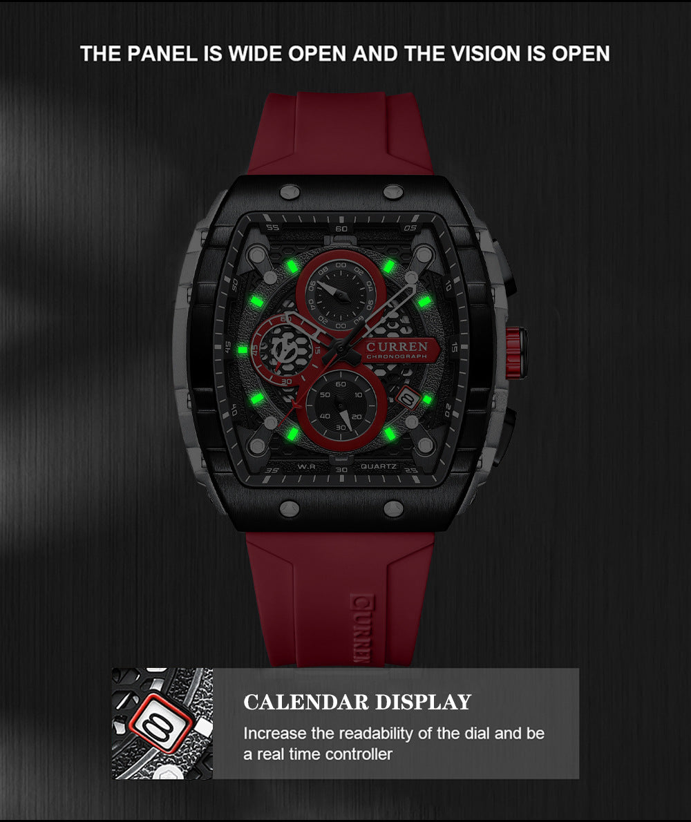 Man WristWatch Waterproof Chronograph Date Men Watch Military Top   Silicone  Sport Male Clock 8442