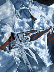 ملابس سباحة للسيدات 2023، ملابس سباحة بيكيني مثيرة بأكمام طويلة وواقية من الشمس مكونة من أربع قطع 