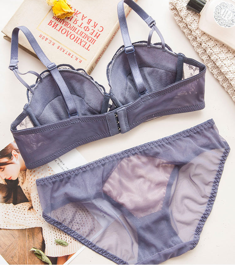 retro striped bra set sexy gathering top thin bottom thick lace edge red underwear women