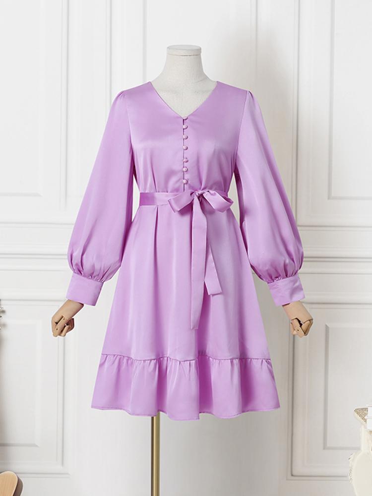 ZANZEA Women Elegant Dresses Solid V-Neck Long Sleeve Thigh Length Dress Fashion Holiday Casual Loose Ladies Vestido Plus Size