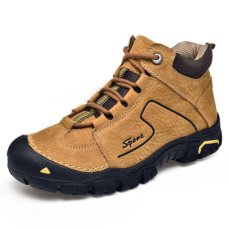 Large size 4546 first layer cowhide men's hiking shoes, men's autumn and winter warm shoes, waterproof and non-slip outdoor shoes