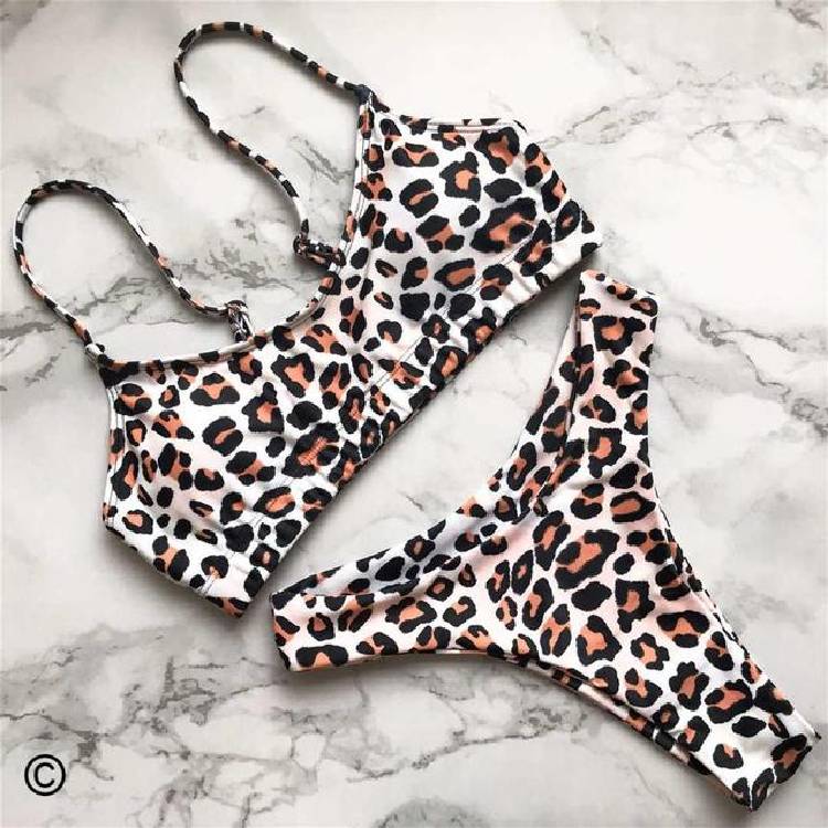 New S XL Hot Pink Leopard Bikini Women Swimwear Female Swimsuit Two piece Bikini set Bather Bathing Suit Swim Lady V871P