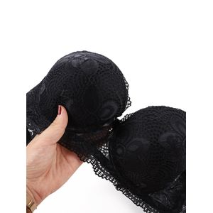 Ladies Underwear Set Sexy Full Lace With Steel Ring Massage  Two-Breasted Bra
