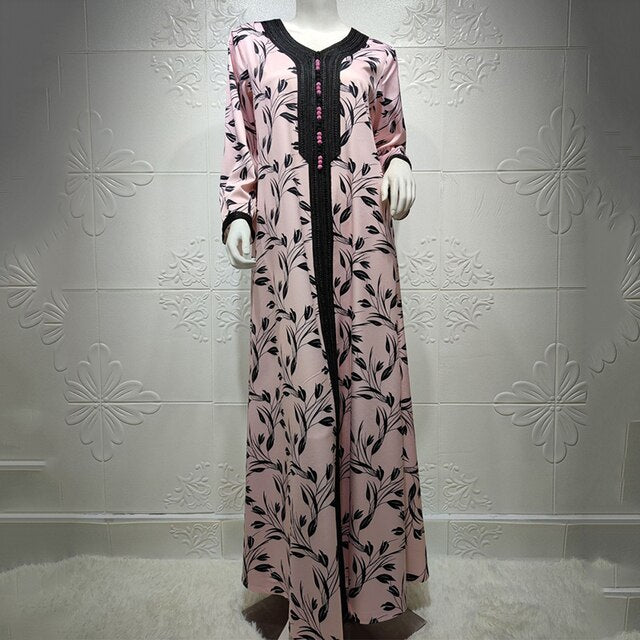 Muslim Fashion Women Elegant Abaya Dubai Turkey Muslim Hijab Dress 2021 Caftan Plus Size Boho Long Dresses Islamic Clothing