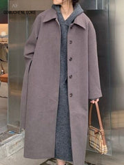 سترة نسائية جديدة لخريف وشتاء 2023 بغطاء للرأس بلون سادة وأكمام طويلة 