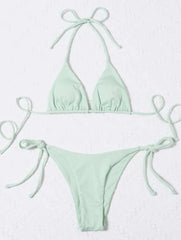 2023 European and American new sexy three-point small pit strip split swimsuit bikini bikini