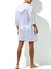 Men's Fashion Solid Color Simulated Silk Bathrobe Robe
