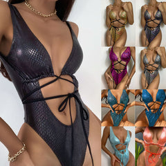 One-piece swimsuit female sexy sleeveless European and American strappy swimsuit open back bikini