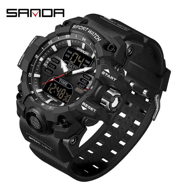 SANDA 6126   Men Watches 50M Waterproof Sports Military Watch Digital  Wristwatch