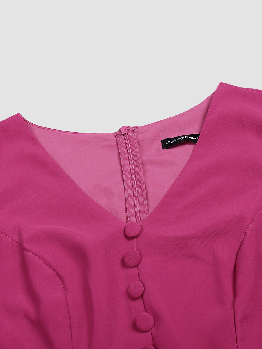 Elegant Ruffled Slit Dress