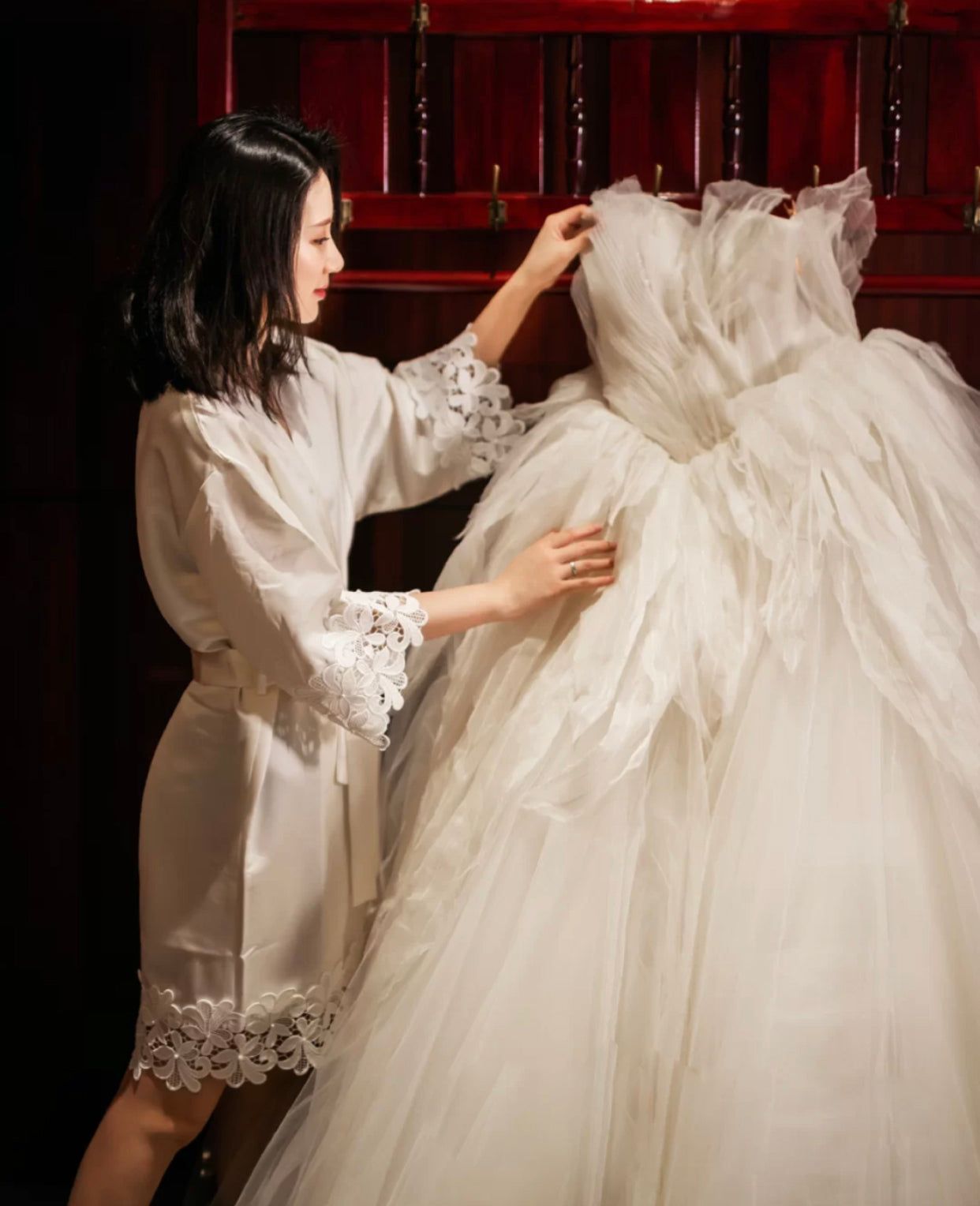 Summer Lace Sleepwear Wedding Robe Gown Bride Bridemaid Solid  Kimono Bathrobe Women Casual Home Night Dress M L Xl