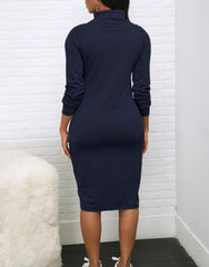 Spring Autumn Long Sleeve Mickey Mouse Cartoon Turtleneck Sweater Dress