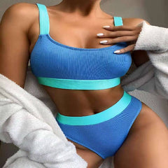 New bikini swimsuit  ladies vest type pure color beach hot spring vacation