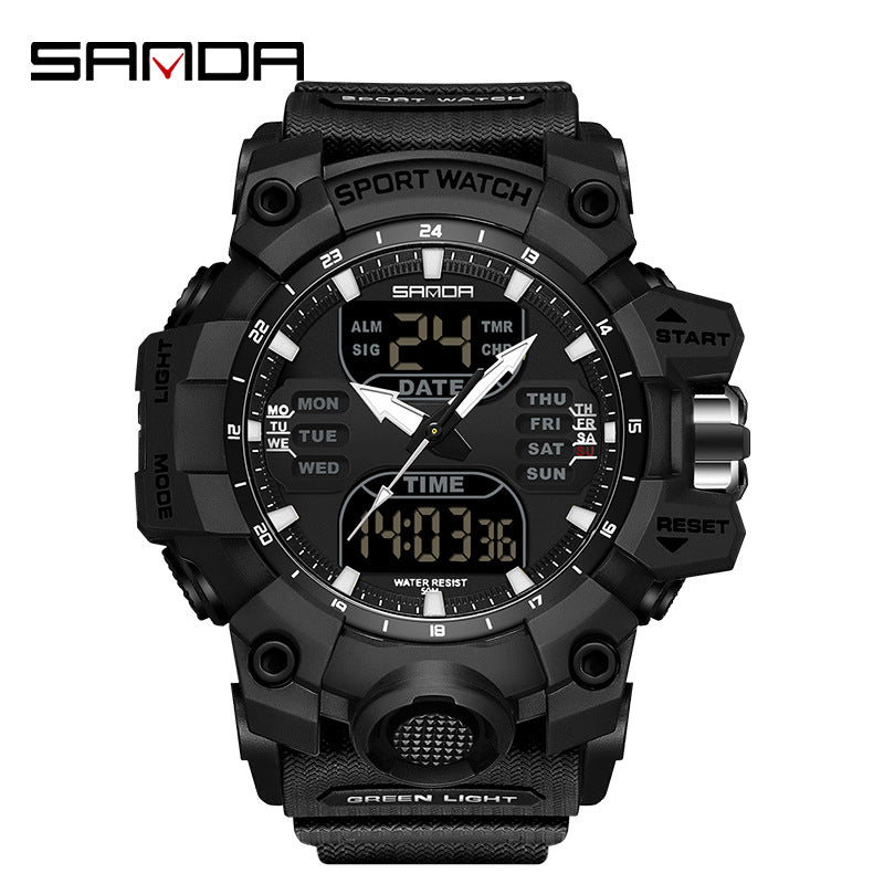 SANDA 6126   Men Watches 50M Waterproof Sports Military Watch Digital  Wristwatch