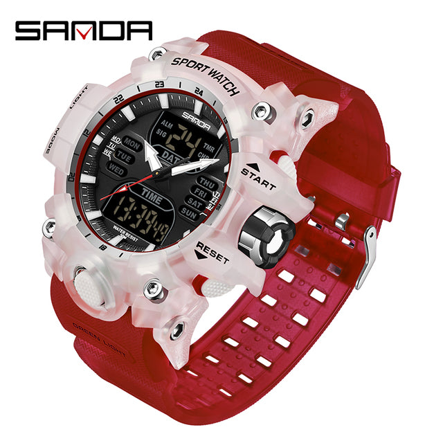 SANDA 6126   Men Watches 50M Waterproof Sports Military Watch Digital  Wristwatch