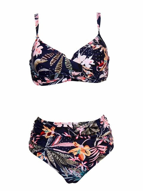 HOMGAO Vintage Print Bikinis Women's Swimsuit 2022 New Push Up Swimwear Sexy  Waist Two Piece Bathing Suit L-4XL Female Set