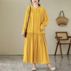 Plus size women's clothing 2023 autumn new fat MM  and thin solid color long dress