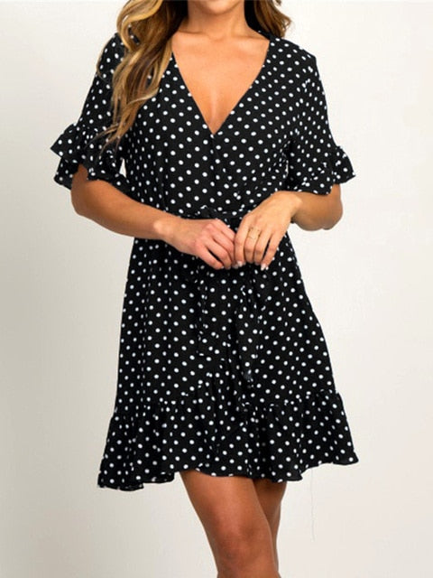 فستان شيفون صيفي 2022 فستان شاطئ بنمط بوهو موضة كم قصير ورقبة على شكل حرف v فستان حفلات على شكل حرف a فستان صيفي