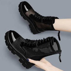 Net gauze boots children Martin boots new women's shoes summer mid-tube net shoes boots women mid-heel