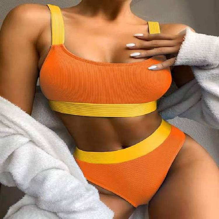 New bikini swimsuit  ladies vest type pure color beach hot spring vacation